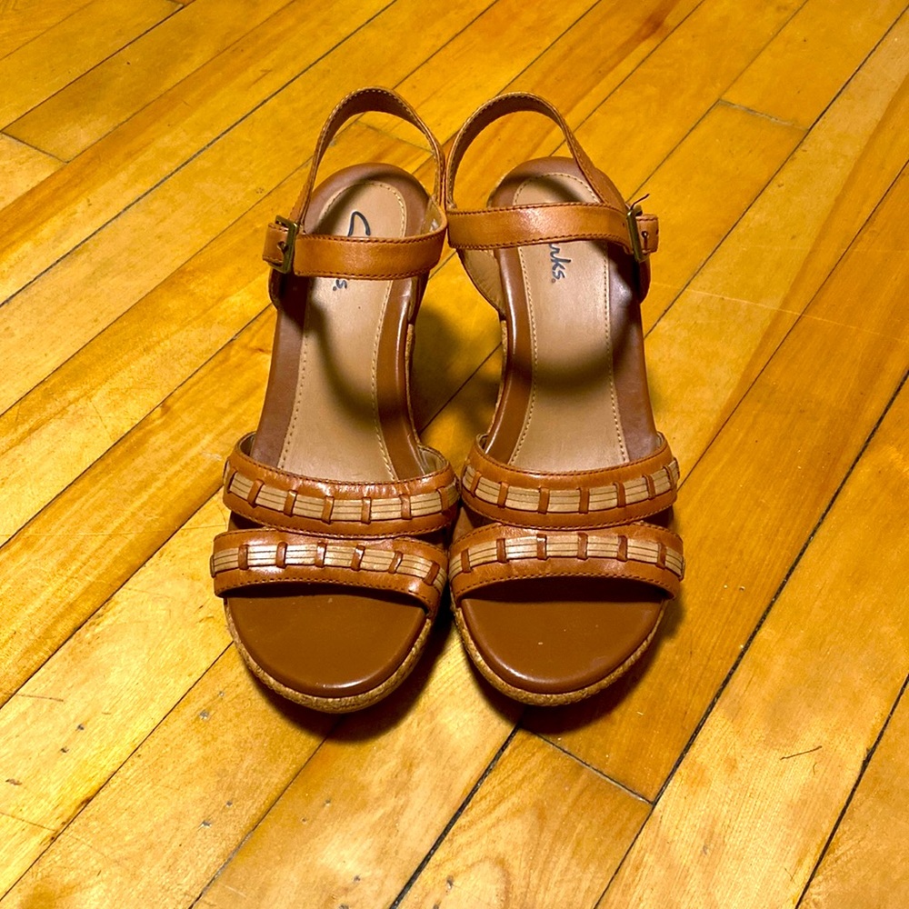 Clarks brown wedge sandals